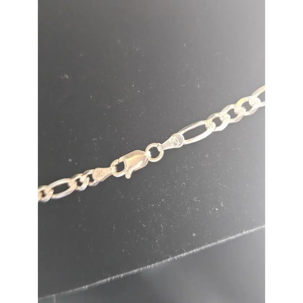 20in Sterling Silver 3.7mm Diamond Cut Figaro Necklace Chain - Picture 7 of 12